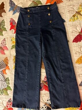 Sailor style wide leg jeans